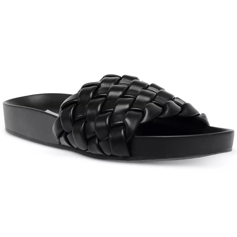 NIB DV by Dolce Vita Paddy Faux Leather Woven Sandals Black Shoes Braided New